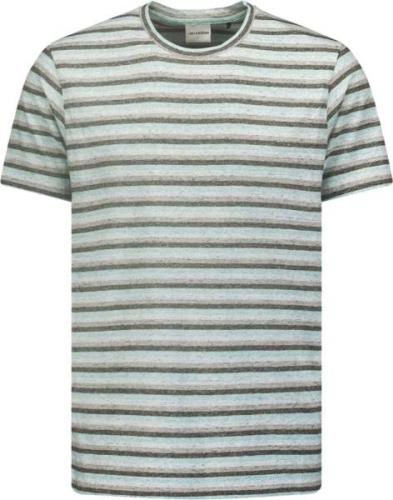 No Excess T-shirt korte mouw ronde hals met streep aqua