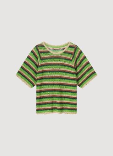 Summum 7s5835-7991 120 short sleeve sweater lurex stripe knit multicol...