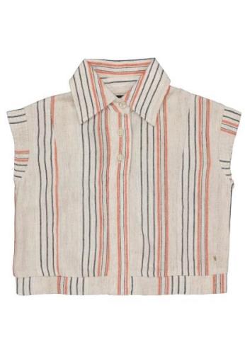 Quapi Meisjes mouwloze blouse miep aop taupe stripe