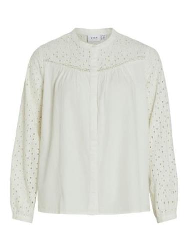 Vila Viwasa o-neck ls embroidery top ecru