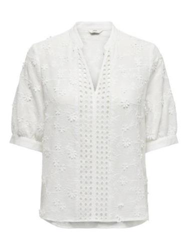 Only Onlalice emb ss shirt wvn cs off-white