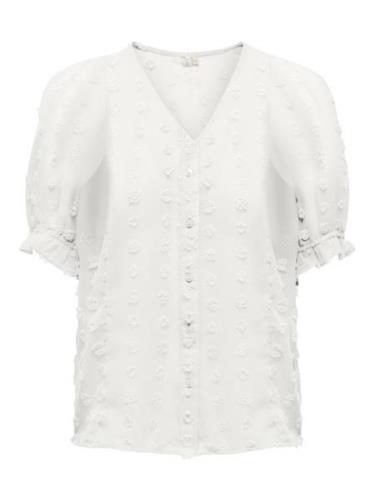 Only Onlpixi dobby life ss frill top wvn off-white