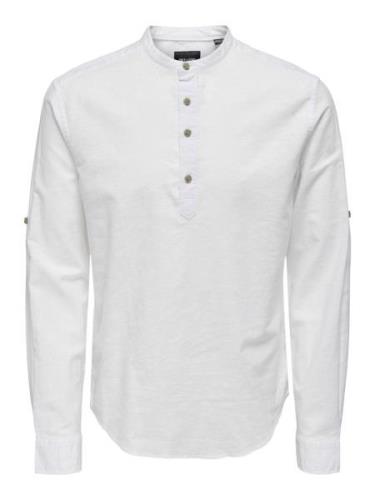 Only & Sons Onscaiden ls halfplackt linen shirt off-white