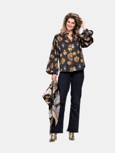 Mucho Gusto Blouse dozza zwart met gouden harten