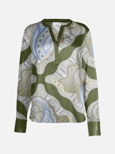 Mucho Gusto Zijden blouse monza groene paisley