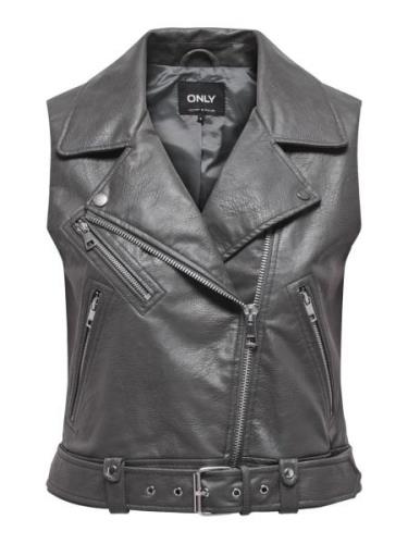 Only Onlvera faux leather waistcoat otw antraciet