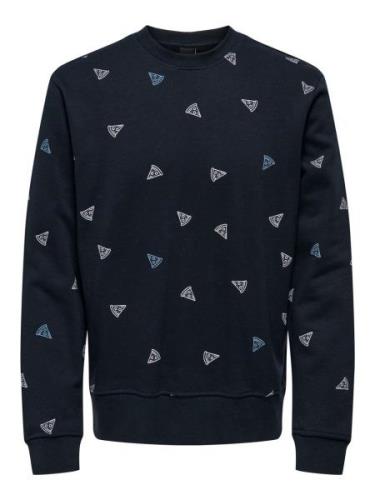 Only & Sons Onsbernard reg ditsy crew neck navy