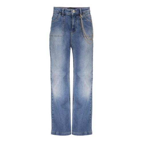 Frankie & Liberty Meisjes broek frankie straight leg mid blue denim