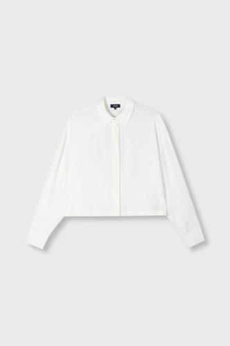 Alix The Label Ladies woven stripy cropped blouse off-white