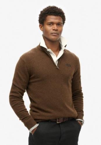 Superdry M6110640a chb essential henley half zip trui - light brown