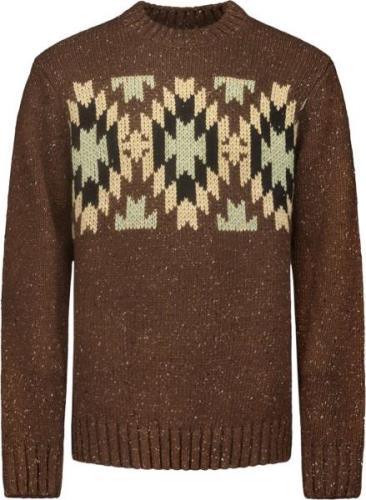 No Excess Pullover crewneck jacquard pattern brown