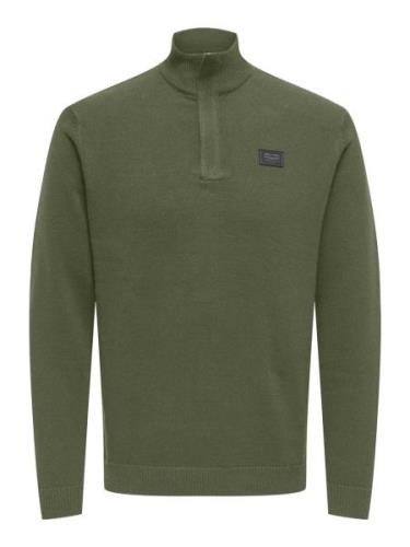 Only & Sons Onsjaxson life reg 12 half zip knit olijf