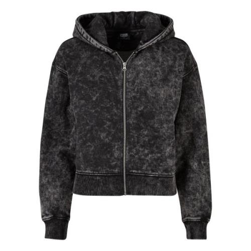 Urban Classics Dames washed towelling short oversized full zip hoodie