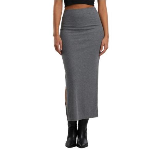 Urban Classics Dames geribbelde maxi rok met hoge split