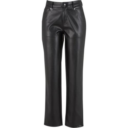 Urban Classics Dames synthetisch leren rechte pijp broek