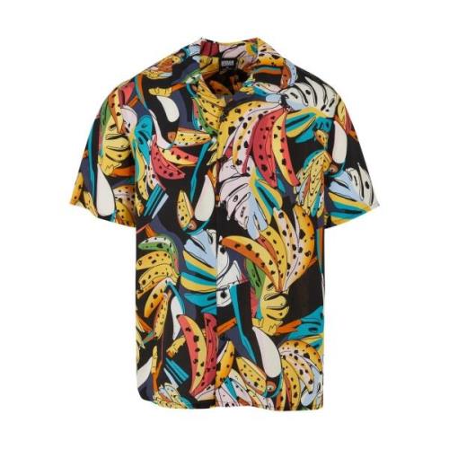 Urban Classics Heren toucan viscose all-over print resort overhemd