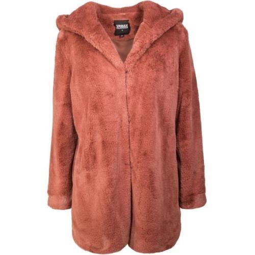 Urban Classics Dames teddy fleece mantel met capuchon